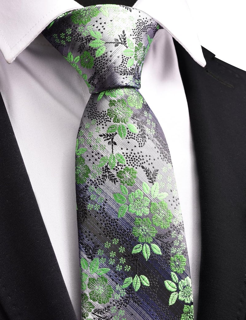 GUSLESON 3.15"(8cm) Fashion Floral Ties Mens Woven Jacquard Necktie for Wedding - Image 2